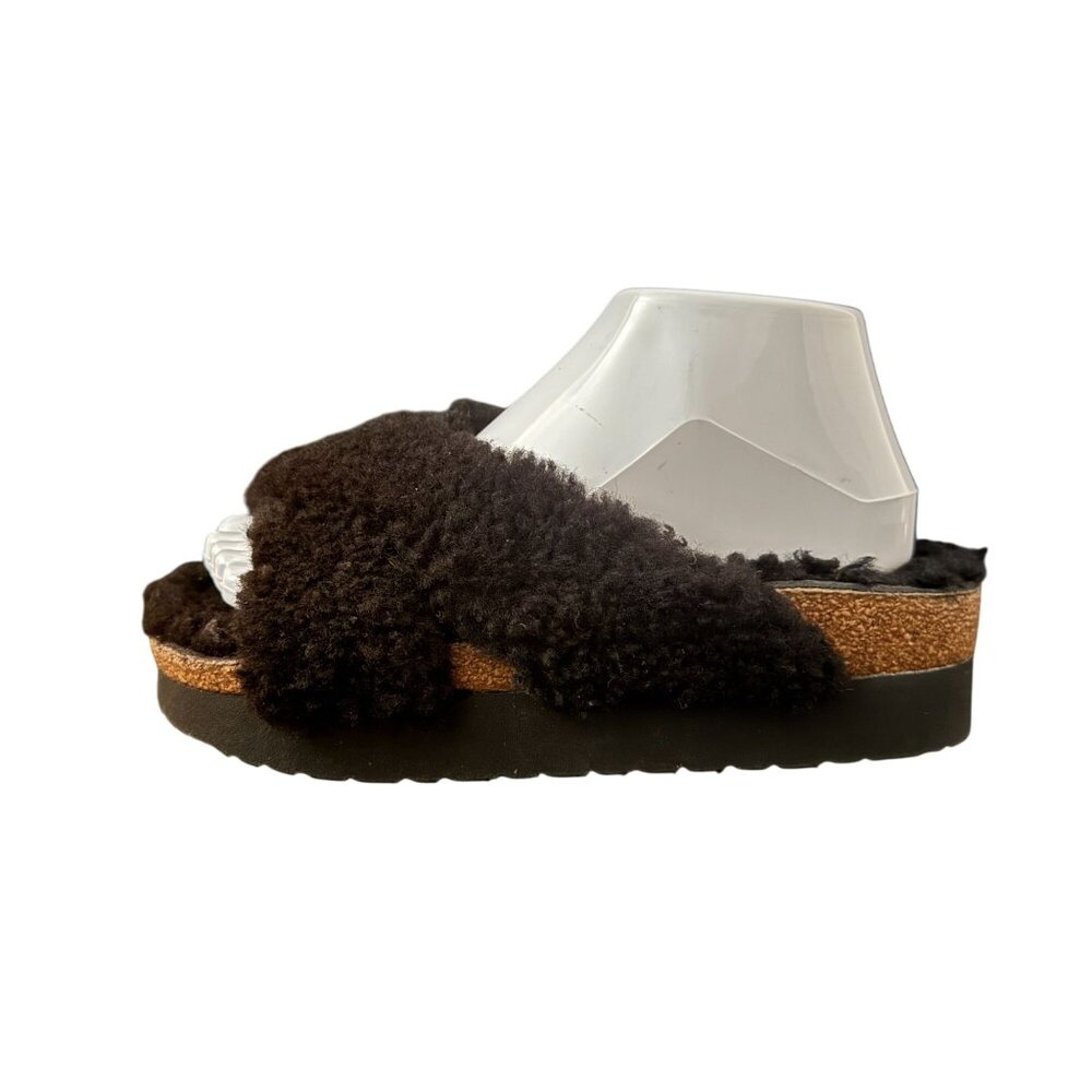 Papillio By Birkenstock Daytona Black Shearling Crisscross Sandals, Size 38 NWOB - Picture 5 of 9